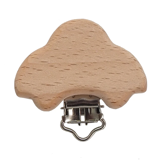 Chenkai 50PCS Wooden Bear Flower Car Heart Bird Elephant Round Star Clips BPA Free For DIY Baby Nature Pacifier    Chain Gifts Car