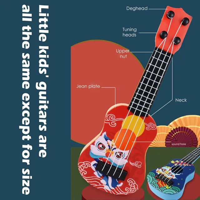 Mini Guitar 4 Strings Classical Ukulele Guitar Musical Instruments Children Beginners Training Exercises Small Guitar Kids Toy 5