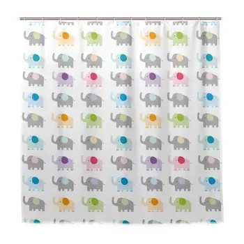 

Nursery Colorful Fun Elephants Print Shower Curtain 60x72 Inch, Home Decorative Polyester Bath Curtain with 12 Hooks