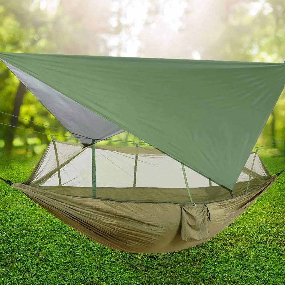 Nylon Double Camping Rope Hammock With Mosquito Net 2 person Hanging Bed Tent UK 