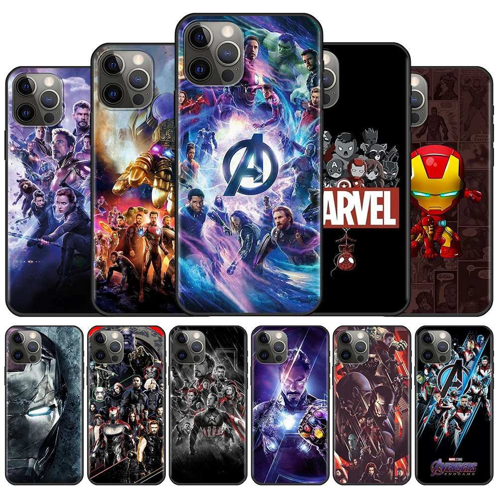 The Avengers Marvel Phone Case For Iphone 13 11 12 Pro Max Casing 8 Xr X 6 Xs 7 6s Plus 5 5s Se Capa Black Soft Cover Phone Case Covers Aliexpress