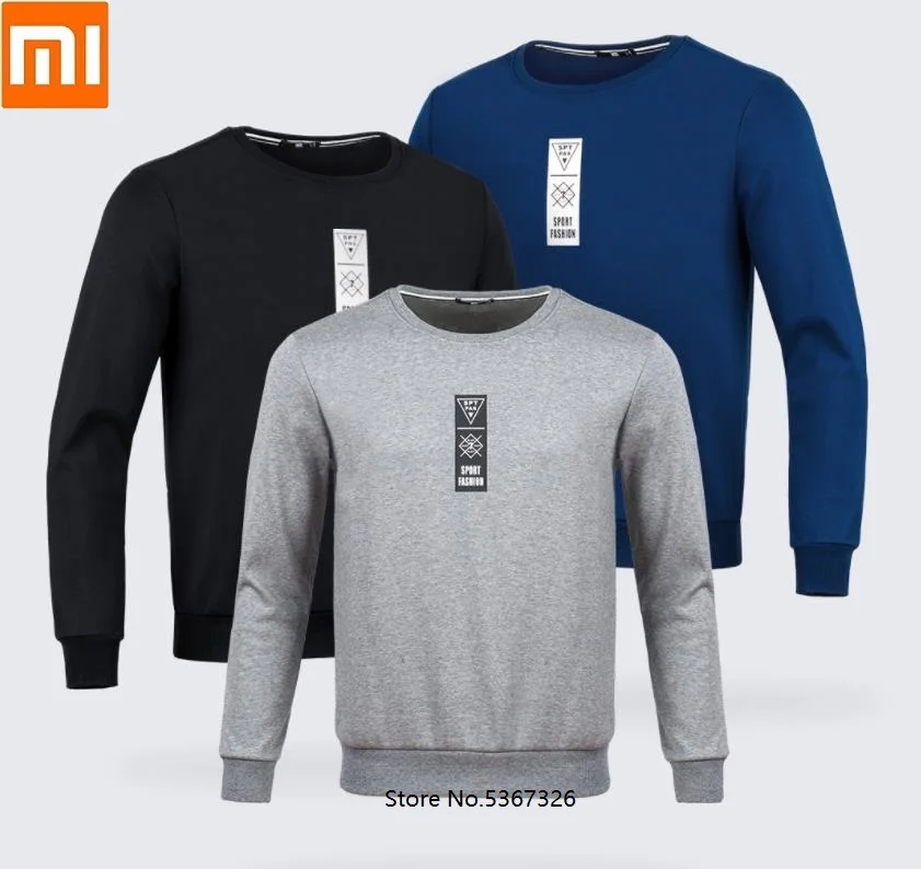 Xiaomi Мужская супермягкая бархатная толстовка с круглым вырезом и принтом, теплый толстый спортивный костюм с длинными рукавами, пальто, повседневная спортивная одежда