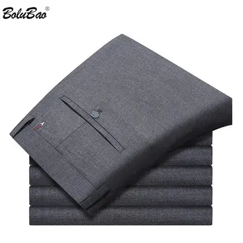 

BOLUBAO Men Pants Fashion Slim Fit Prom Classic Men's Brand Quality Stretch Straight Trousers Wash Suit Pants Male