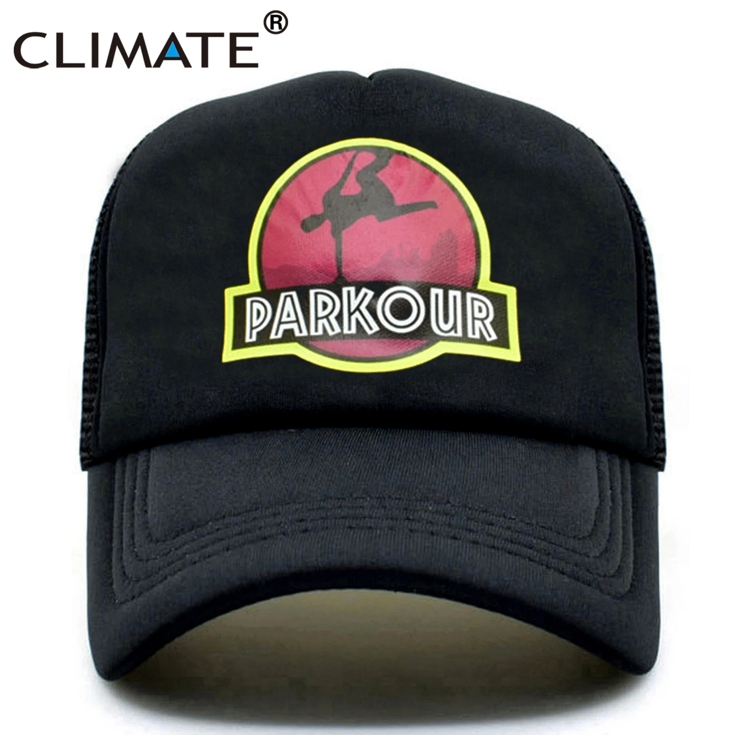 Климат Паркур Дальнобойщик Кепка Parkour Run Free Кепка s для мужчин и женщин хип-хоп Уличная Спортивная Кепка бейсбольная кепка крутая летняя черная сетчатая Кепка