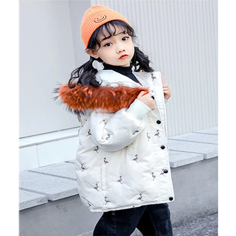 

Girls Toddler Hooded Jacket Winter Warm Nature Fur Down Coat For Xmas Outerwear wit Pocket Kid Clothes White
