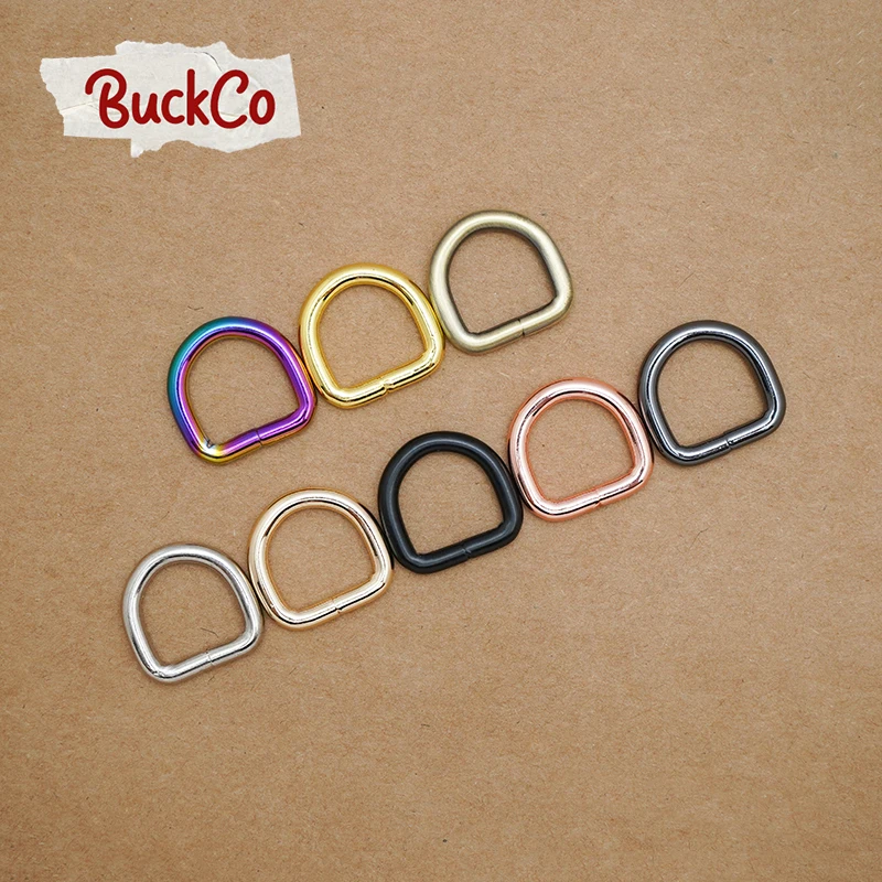 

50pcs/lot 15mm Metal Nickel Plated Hardware D Ring For Garment Luggage Backpack Dog leash Dog Collar-Strap DIY parts 8 Colours