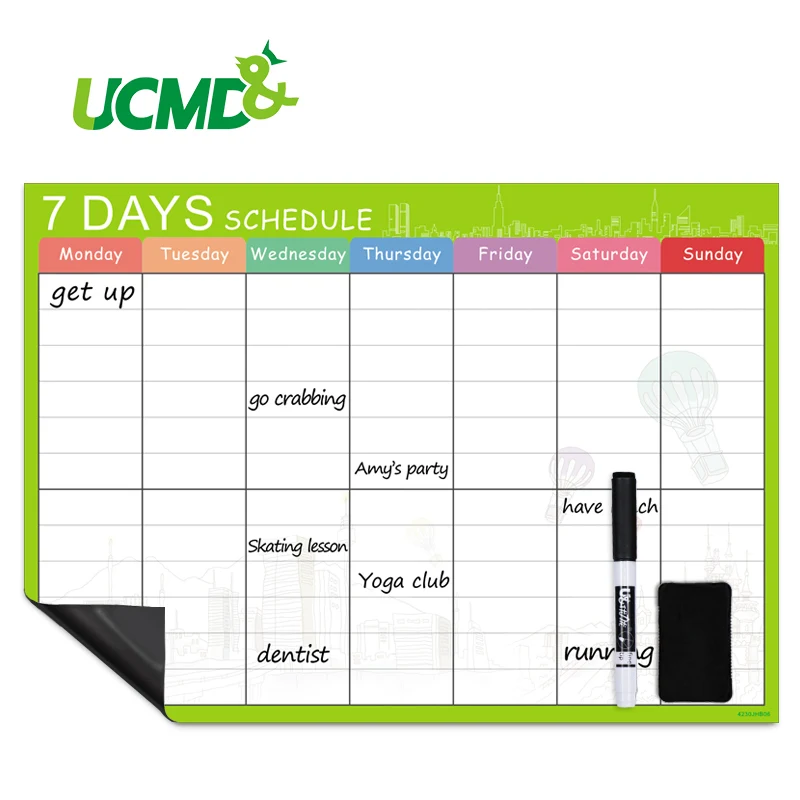 Холодильник магнитный стираемый календарь водонепроницаемый дизайн Гибкий планировщик ежемесячный Органайзер доска холодильник белые доски с ручкой
