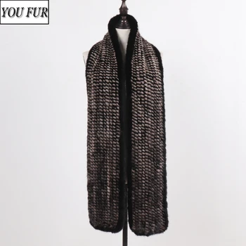

Hot Sale Winter Natural Mink Fur Scarf Shawl Women Hand Knitted 100% Genuine Mink Fur Scarves Lady Warm Real Mink Fur Muffler