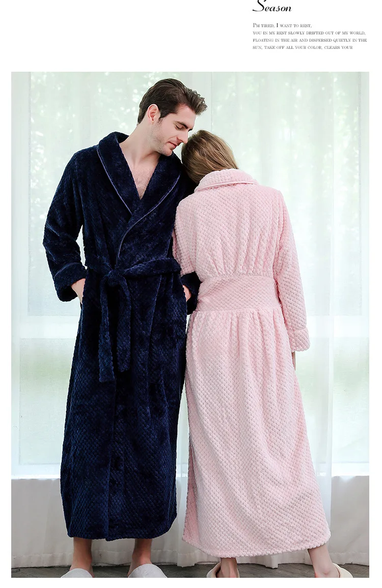 CAVME 2019 плюс размеры зимние фланелевые халаты утолщаются длинный халат для любителей кимоно для мужчин пижамы ночь