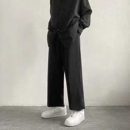 남성용 블랙 캐주얼 바지, 발목 길이 스트레이트, 와이드 레그 드레이프, 루즈 스트리트웨어, 플러스 사이즈, S-3XL, 가을 신상 5