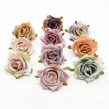 

50 Pieces Artificial flowers Wedding Diy Home decoration accessorie Scrapbooking Candy box Girl headdress Brooch Gifts Christmas