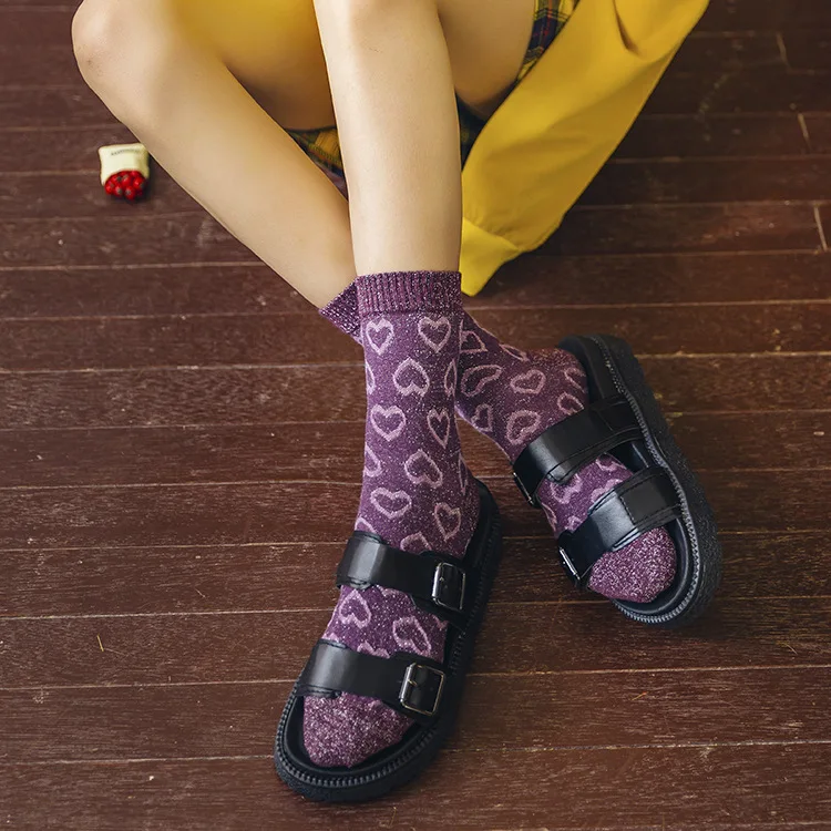 Jeseca/милые носки для девочек с принтом в виде сердца в японском стиле Kawaii; коллекция года; сезон осень-зима; теплые носки в школьном стиле; рождественские носки для школьников; подарок