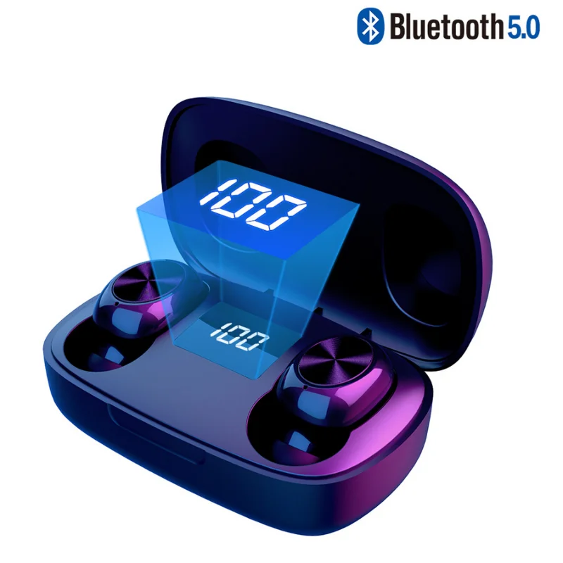 TWS Bluetooth наушники с кнопкой управления беспроводные со светодиодным дисплеем IPX7