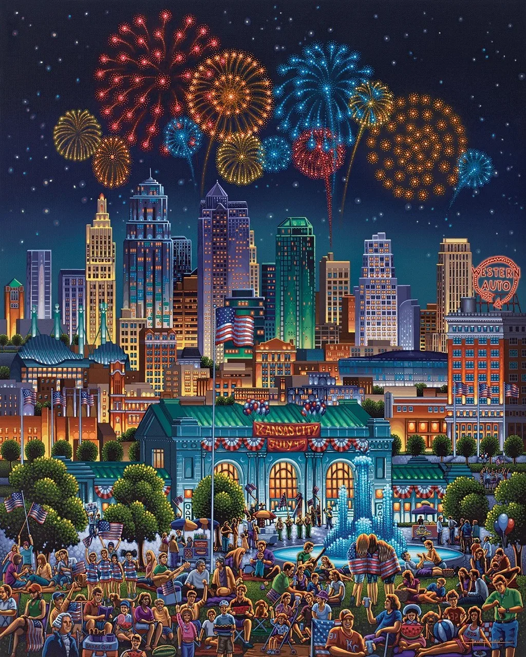 

JMINE Div 5D Kansas City Fireworks Full Diamond Painting cross stitch kits art High Quality Scenic 3D paint by diamonds