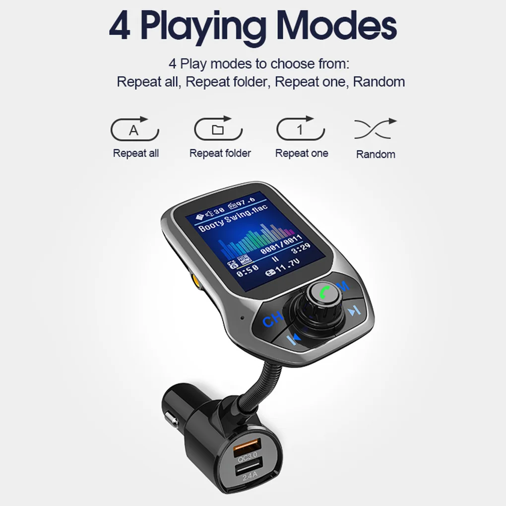 1,8 дюймов TFT цветной дисплей Bluetooth автомобильный комплект громкой связи USB быстрая зарядка fm-передатчик MP3 музыкальный плеер
