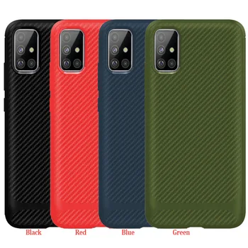 

100pcs/lot Soft Rugged Carbon Fiber Shockproof Armor TPU Case For Samsung Galaxy A51 A71