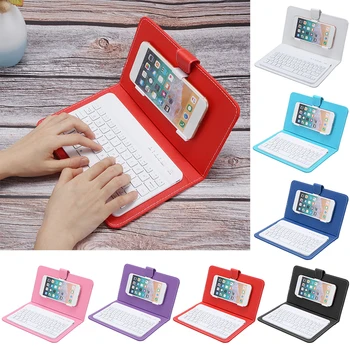 

Luxury Mini Portable PU Leather Wireless Keyboard Protective Cover Case Suitable For Mobile Phone with Wireless Keyboard