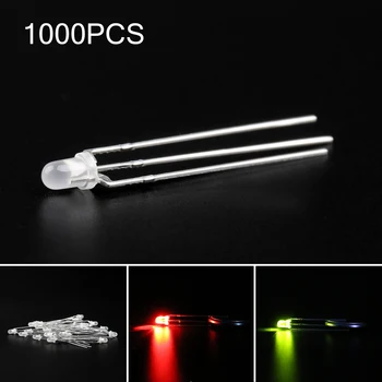 

Areyourshop 1000Pcs LED 3mm Dual Color BiColor Red Green Diffused Bright Common Anode Light Diode