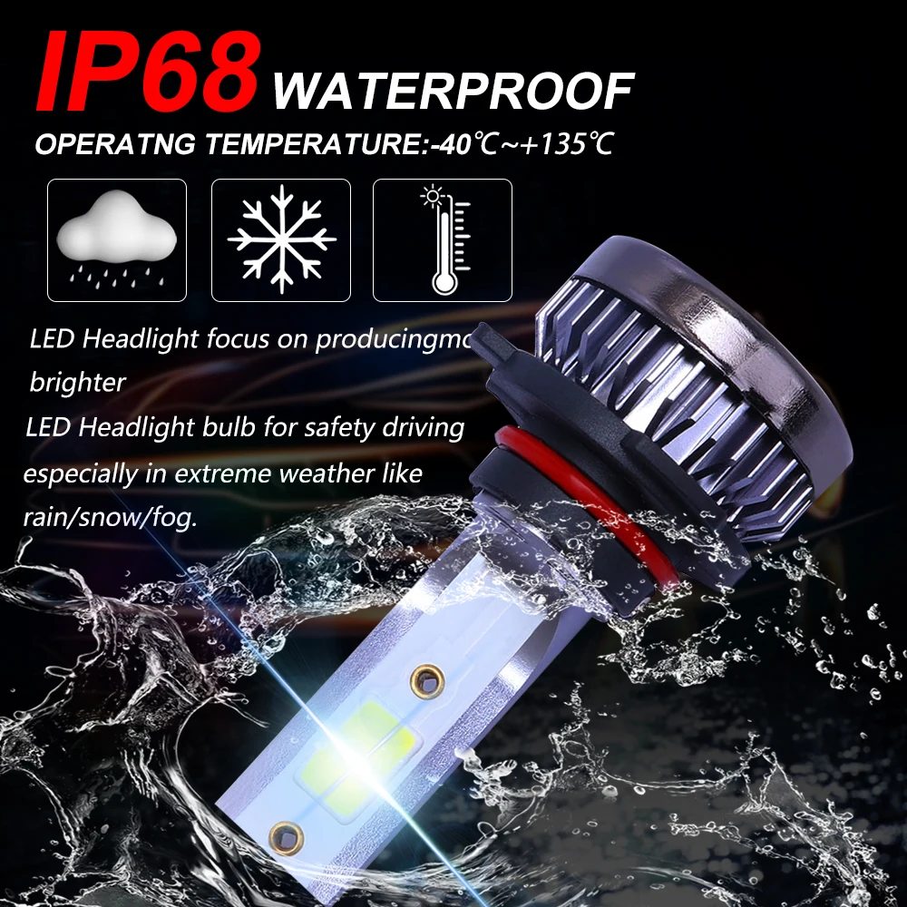 1 Pair LED Headlight Bulbs Driving Fog Light Lamps 8000K 6000LM 9V-36V 36W 9005 Color temperature: 8000K