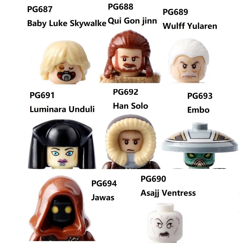 Luminara Unduli Embo Asajj Ventress Wulff Yularen Квай Гон Джинн малыш люк Skywalke Jawas строительные блоки