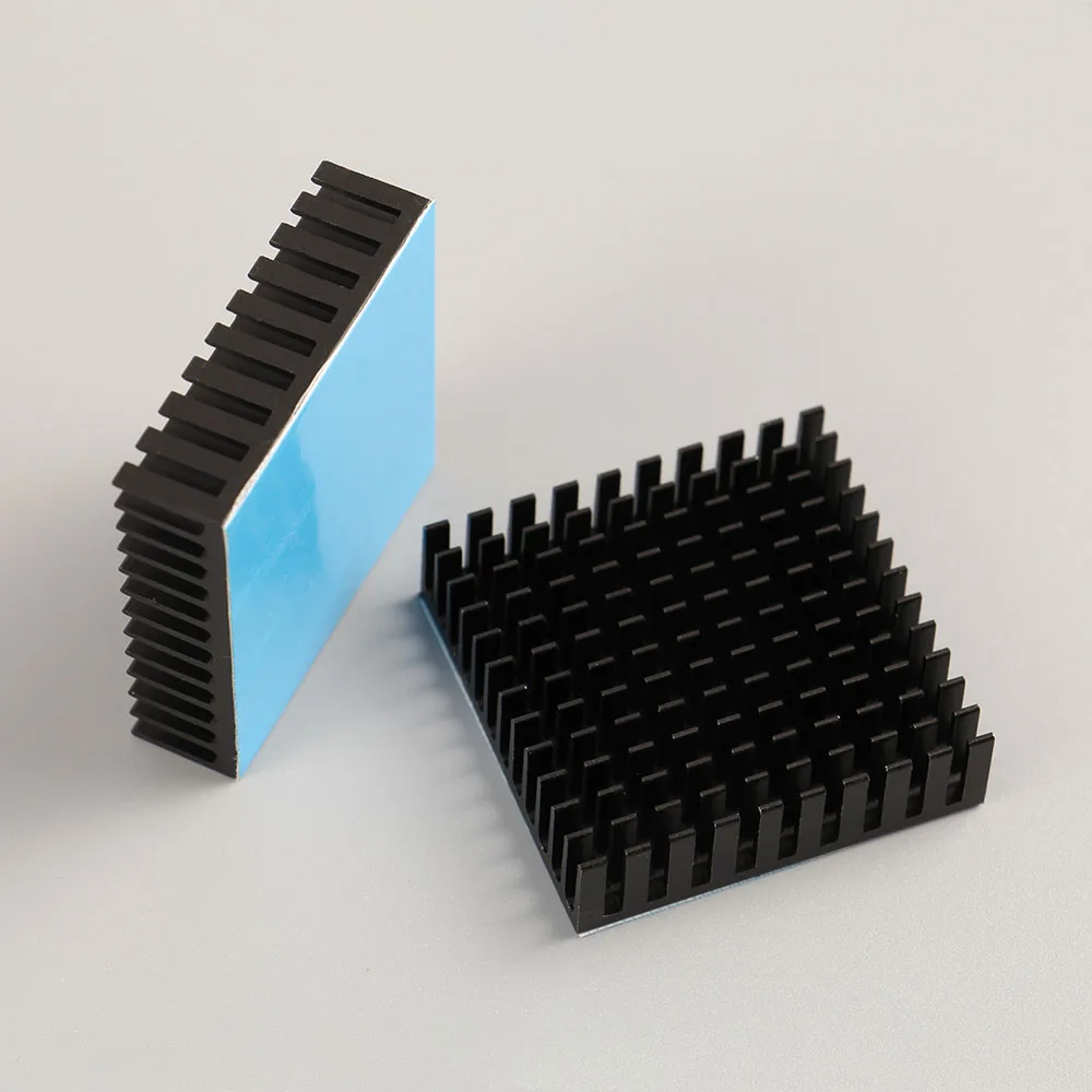2pcs 알루미늄 방열판 40x40x11mm 알루미늄 라디에이터 쿨러 열 전도성 양면 접착 테이프 열 패드