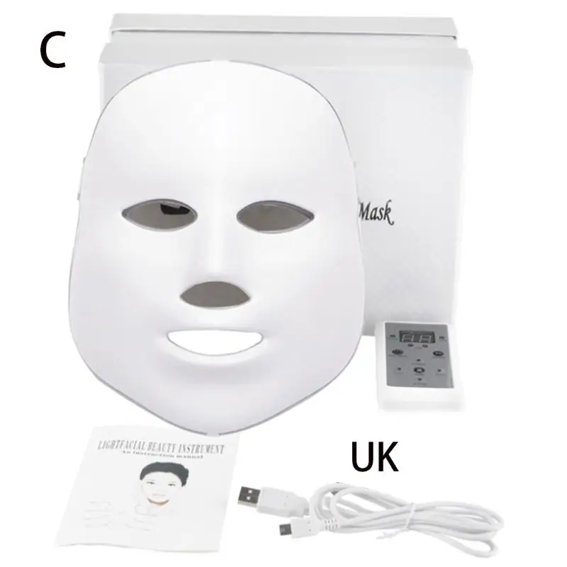  LED Light Facial Mask Therapy 7 Colors Skin Rejuvenation Acne Treatment Anti-Wrinkle Beauty Whiteni - 4000283336558