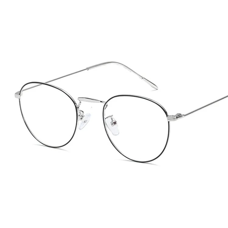 Round Computer Glasses For Men Women Anti Blue Light Blocking Eye Glasses Radiation Protection Gaming Eyeglasses Anti Blue - Цвет оправы: Silver Black