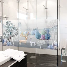 Пользовательские 3d стекло стикер стерео лося фольги кухня ванная комната полупрозрачные непрозрачные окна целлофан