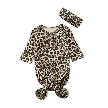 

Newborn Baby Leopard Swaddle Wrap Swaddling Sleeping Bag Blanket Headband Set