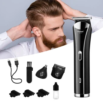 

KEMEI All In1 Rechargeable Hair Clipper Men's Cordless Haircut Adjustable Ceramic Blade Shaver Beard Nose Ear Shaver HairTrimmer