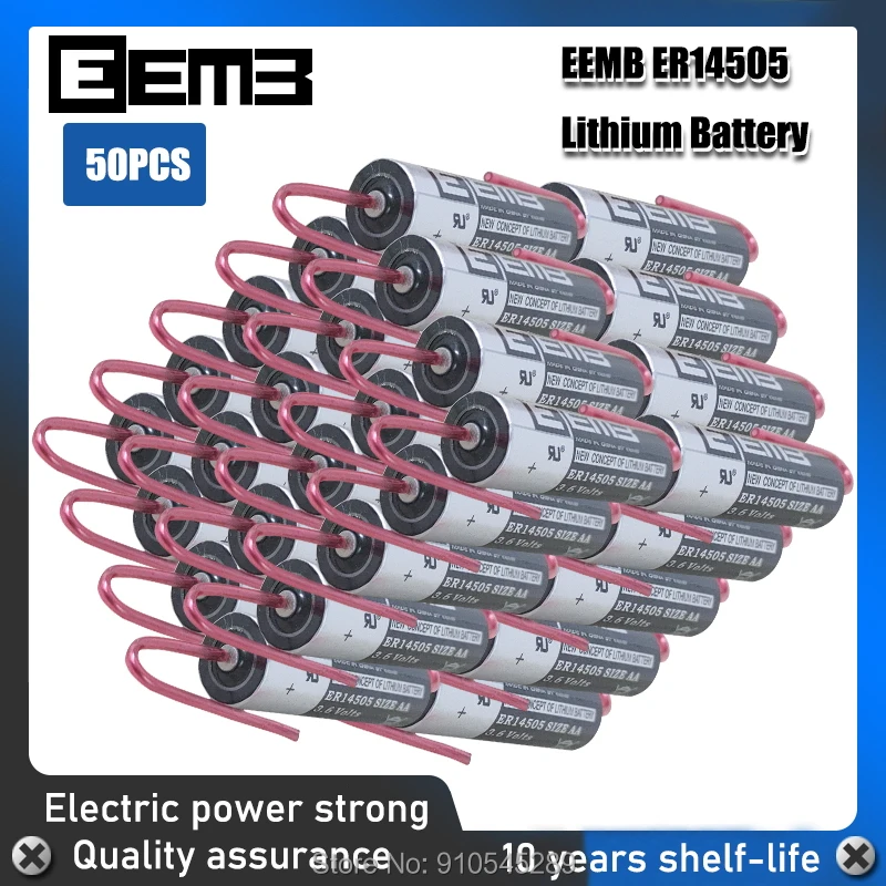 50pcs EEMB ER14505 ER14505H AA 3.6V 2400mAh energy lithium battery smart meter battery(With solder pins) | Электроника