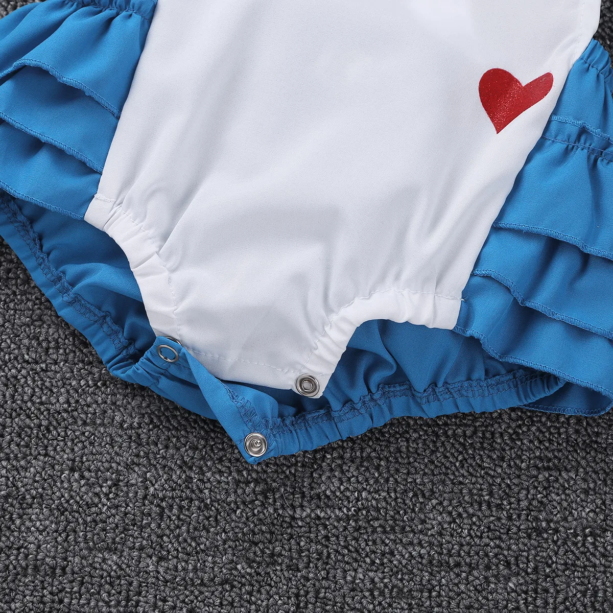 Infantil Baby Girls Fancy Flutter Sleeves Letters One Sweet-heart Pattern Printed Romper For Carnival Cosplay Party Costume