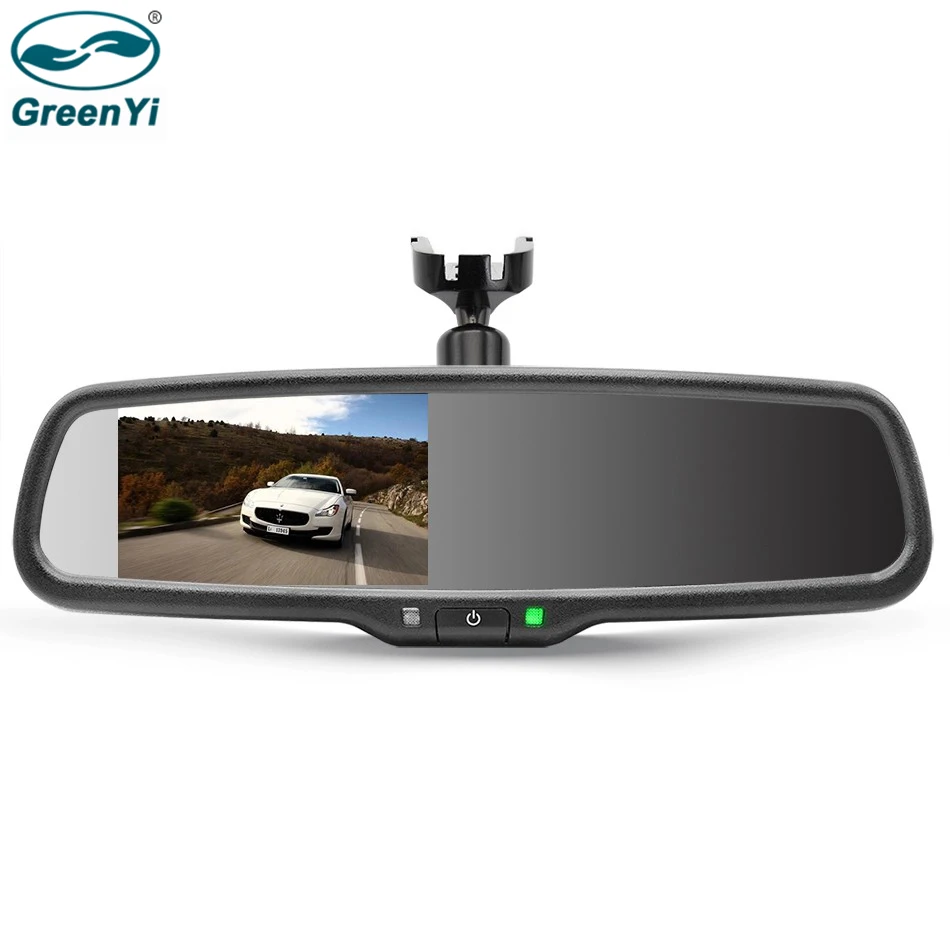 GreenYi 4 3 дюймов TFT LCD Зеркало заднего вида монитор Монтажный кронштейн с 2 каналами