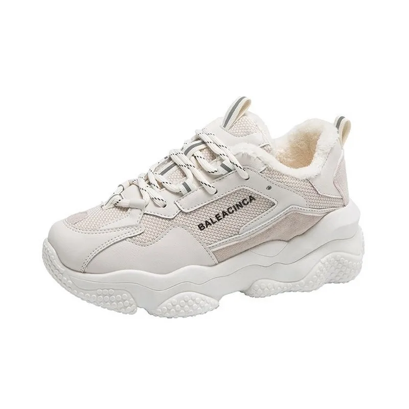 

2020 Spring Casual Shoes Woman Lace Up Round Toe Vulcanize Shoes Platform Sneakers Student 5cm Bottom Comfortable Flats