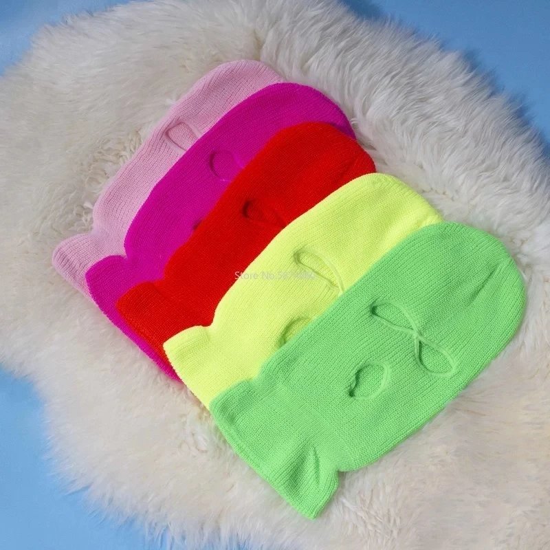 

Balaclava Three- hole cap ski maskpink three holes full Face Cover Mask Three Hat Army Tactical CS Winter Beanie