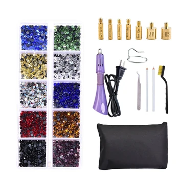 

DIY Rhinestone Hot Melt Adhesive Rhinestone Mounter Tool Set US Standard Flat Head Point Storage Bag DIY BB2