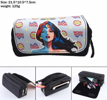 

DC Wonder Woman Diana Canvas Pencil Case Student penbag Women Makeupbag Cosmetic bag portable travel Zipper Stationery Bags
