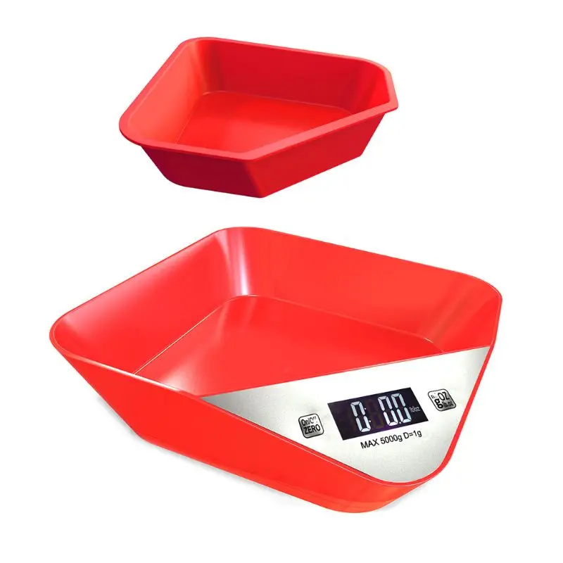Кухонные весы для еды, домашних животных, кошек, собак, измерение веса, точность, ЖК-дисплей, цифровой - Цвет: Red