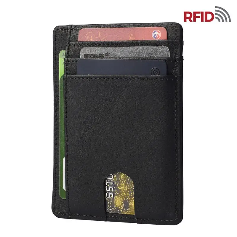 Slim RFID Blocking Leather Wallet Minimalist Credit Card Money Purse Holder Unisex Fashion Bag Holds up to 12 Cards leather wallet wallet card holder card holder coin purse credit card holder credit card wallet card wallet coin purse wallet