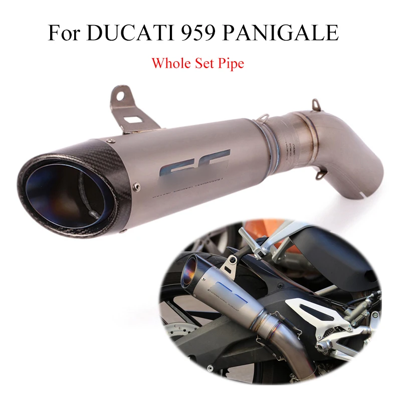 

Slip On For Ducati 959 Panigale Motorcycle Titanium Alloy Middle Link Pipe Muffler End Carbon Fiber Exhaust Escape Modiify Pipe