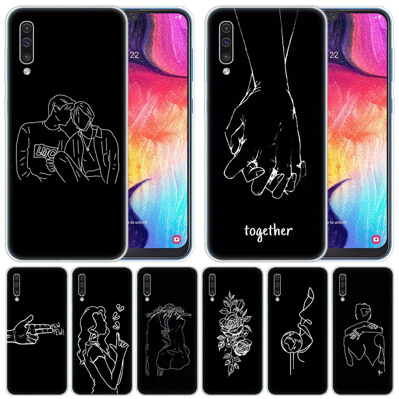 Мягкий силиконовый чехол с абстрактной линией для Samsung Galaxy A50 A70 A80 A40 A30 A20 A10 A20E A2 CORE