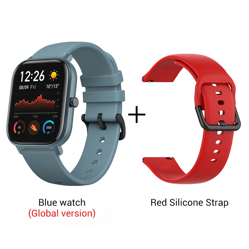 Blue n Red strap СМАРТ-ЧАСЫ XIAOMI HUAMI AMAZFIT GTS- Выглядит как часы Apple - Цвет: Blue n Red strap