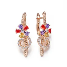  Hanreshe Rose Gold Color Luxury Crystal Stud Earrings Mini Cute Exquisite Pink Charm Earrings Jewelry Accessories For Women Gift 