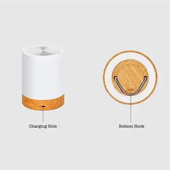 

LED Touch Atmosphere Effect Color Changing Light,Creative Wood USB GrainRechargeable Bedside Table Lamp, Atmosphere Light