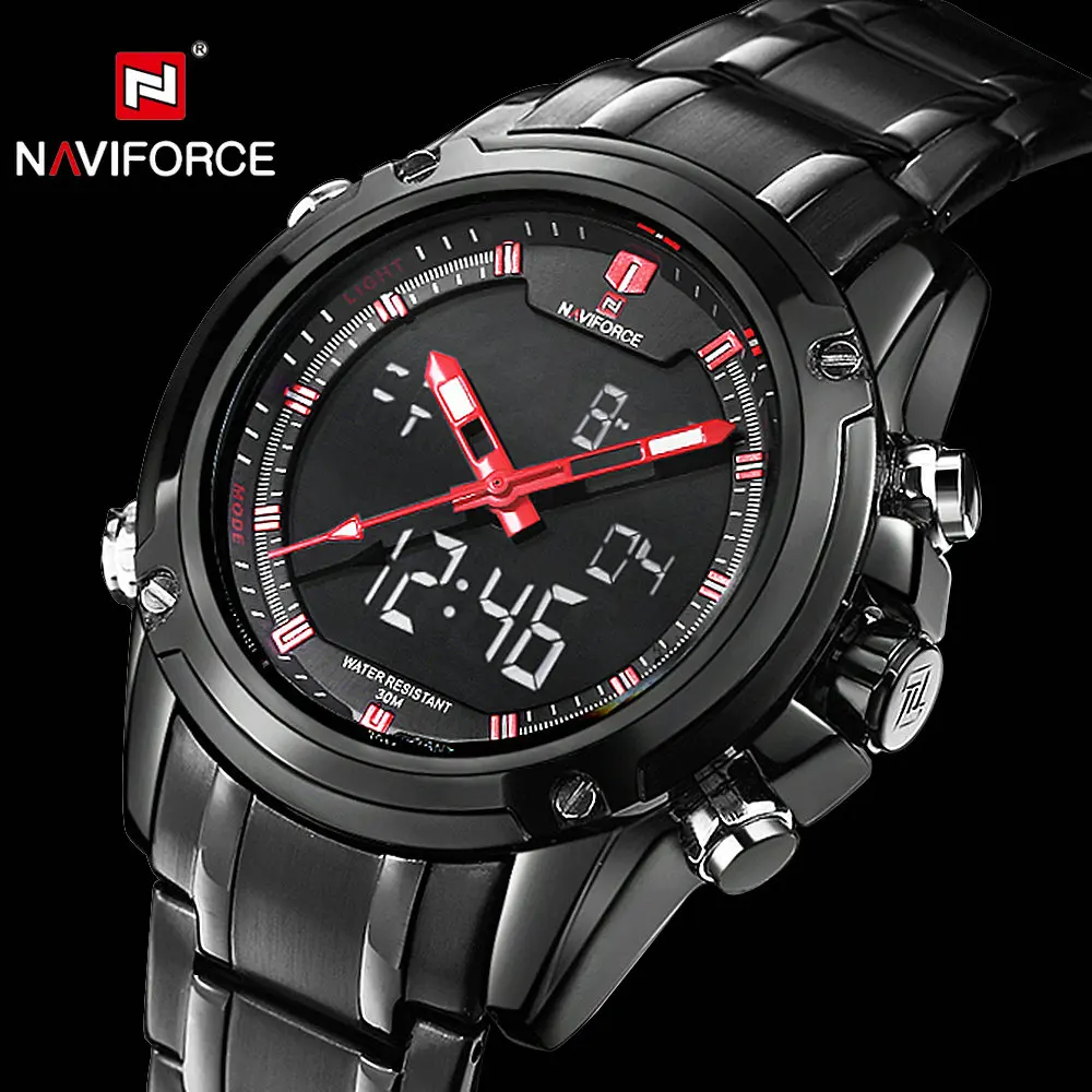 Часы наручные NAVIFORCE мужские в стиле милитари спортивные брендовые цифровые