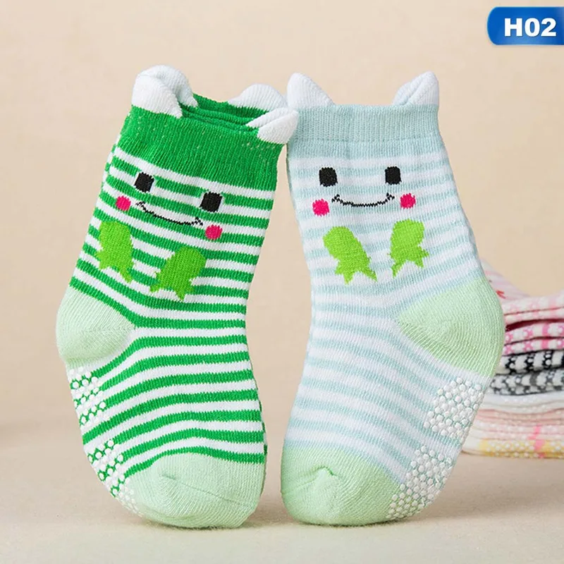 2 пар/компл. с рисунком персонажей из мультфильмов детские носки с объемными ушами Детские носки нескользящие носки-тапочки - Цвет: 2