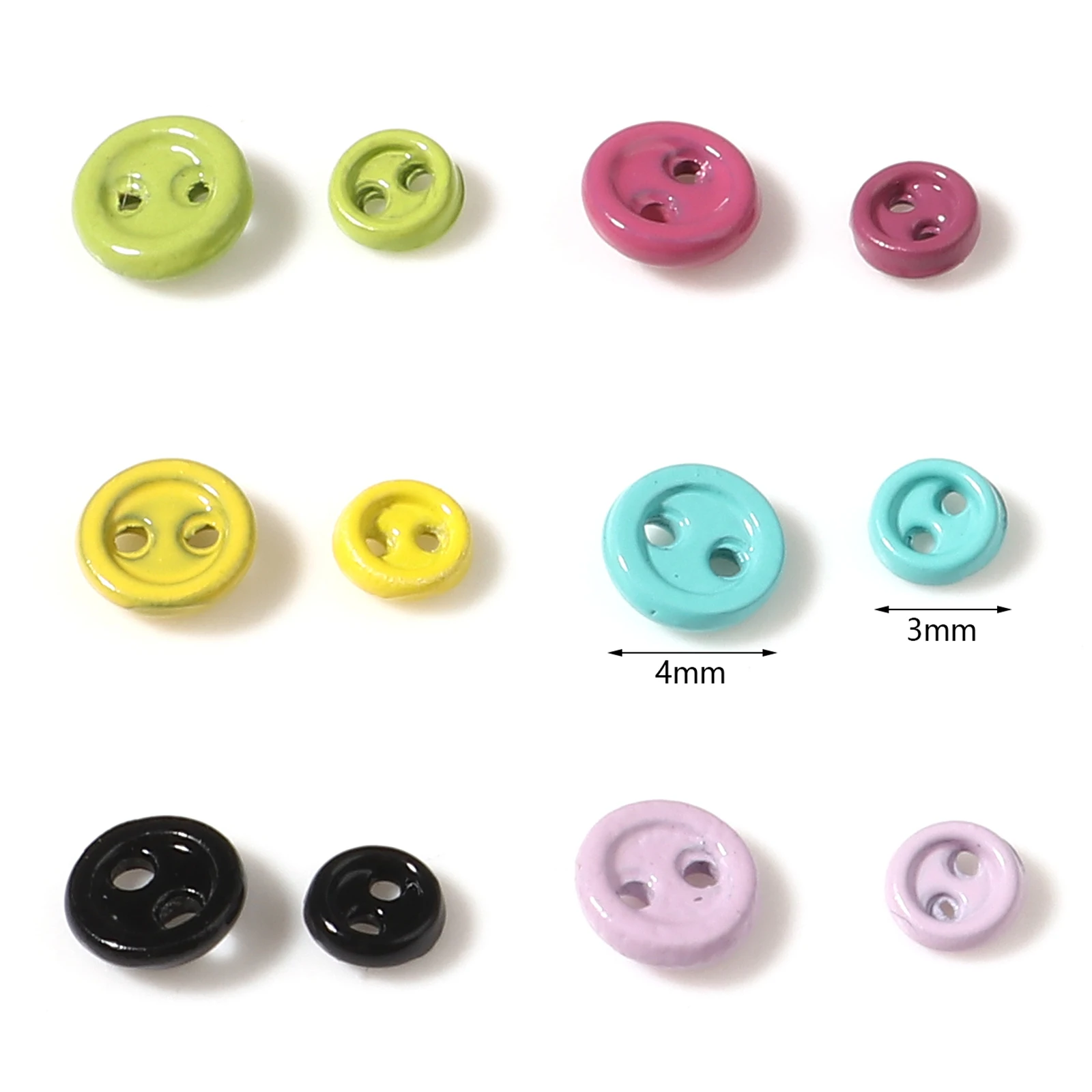 50pcs 3mm 4mm 5mm Mini Round Tiny Buttons Plastic Sewing Tools for DIY Doll  Clothes Button Embellishments Scrapbook Cardmaking(3mm,Multicolor)