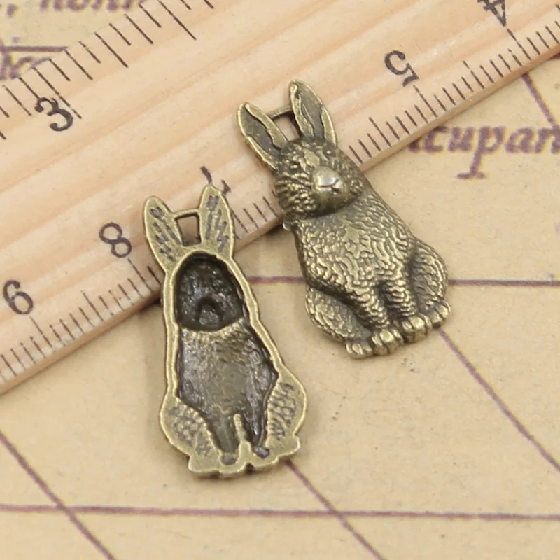 20pcs Charms Rabbit 24x10mm Antique Bronze Silver Color Pendants Making DIY Handmade Tibetan Finding Jewelry For Bracelet