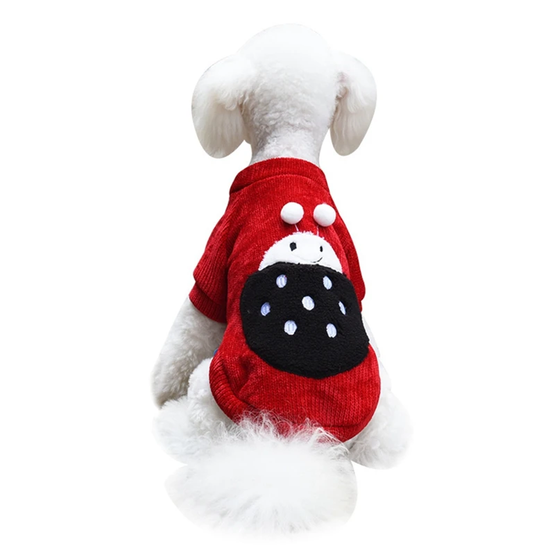 Зимняя одежда для собак, для маленьких собак, чихуахуа, йоркширского мопса, милая одежда с божьей коровкой, теплая одежда для собак, куртка для щенков, Ropa Perro - Цвет: Красный