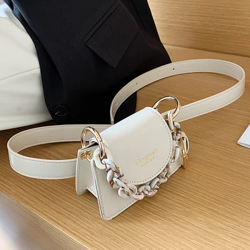 

Solid Color Mini Tote Bag 2020 Summer New High-Quality PU Leather Women's Designer Handbag Chain Shoulder Messenger Bag Belt Bag